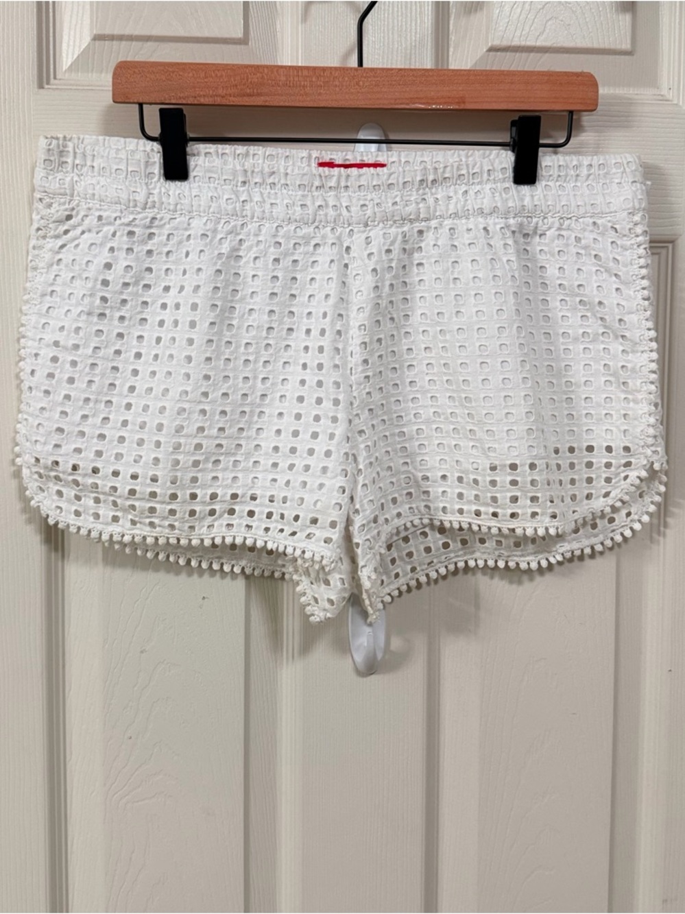 Lilly Pulitzer White Eyelet Pom-Trim Beach Short Preppy Shorts